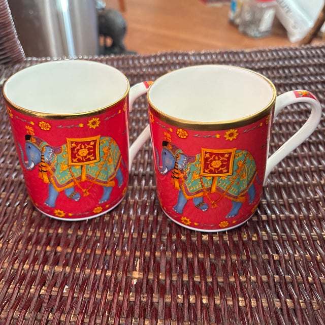 1990s Halcyon Days Porcelain Cups- A Pair For Sale - Image 4 of 4
