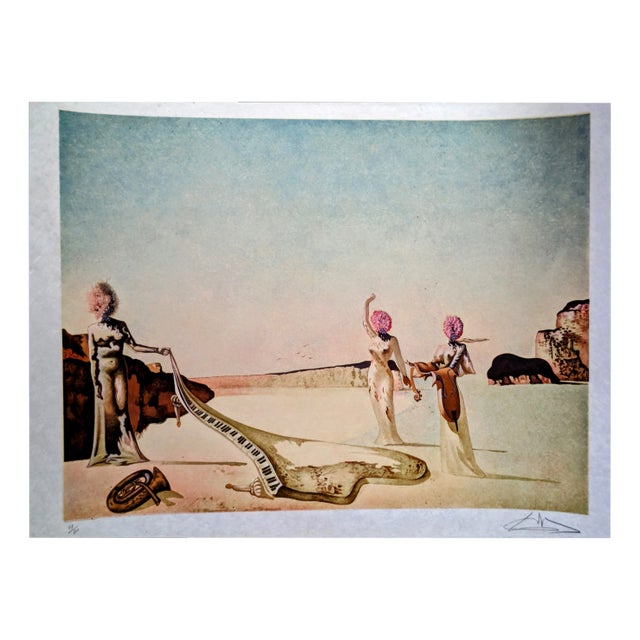 Salvador Dali, Three Surrealist Women Holding in Their Arms the Skins of an Orchestra, Original Lithograph, 1970s For Sale