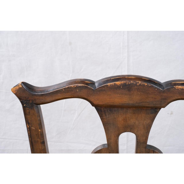 Antique Country Chippendale Rush Seat Armchair For Sale - Image 9 of 10