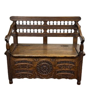 19th Century Breton Chestnut Storage Bench For Sale