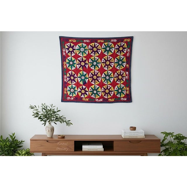Vintage Hand Embroidered Suzani Wall Hanging, 1920s For Sale - Image 4 of 18
