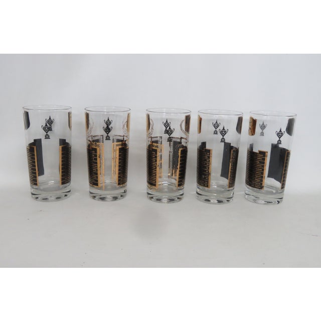 Cera All Time Greats 5pc Set Highball Cocktail Glasses Black With 22k Gold 4994b For Sale In Miami - Image 6 of 18