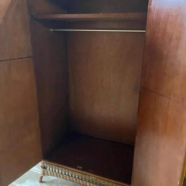 Vintage Wicker Wardrobe with Top Shelf For Sale - Image 12 of 13