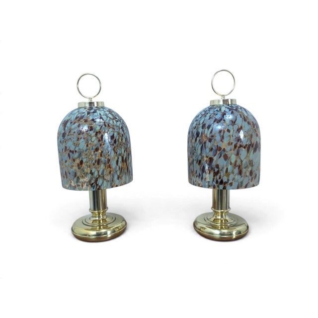 Vintage Table Lamps in Murano Glass and Brass, 1970s, Set of 2 For Sale - Image 9 of 9
