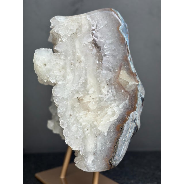 White Large White Quartz Sculptural Specimen on Custom Metal Stand For Sale - Image 8 of 10
