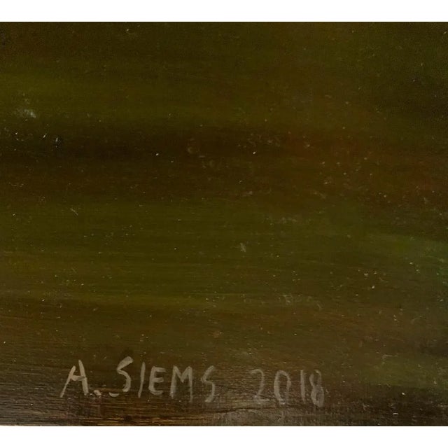 Brown Great Horned Owl, Anne Siems, Figurative Painting, Owl in Forest Landscape, 2018 For Sale - Image 8 of 9