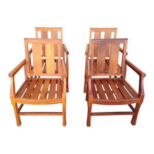 1980's Teak Patio Chairs - Set of 4