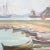 This 1926 harbor/port scene of dingy boats with a freight ship in the background is charming, nostalgic and the perfect...