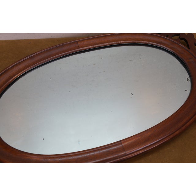 Antique Victorian Mahogany Oval Vanity Dresser Mirror 28" For Sale - Image 12 of 14