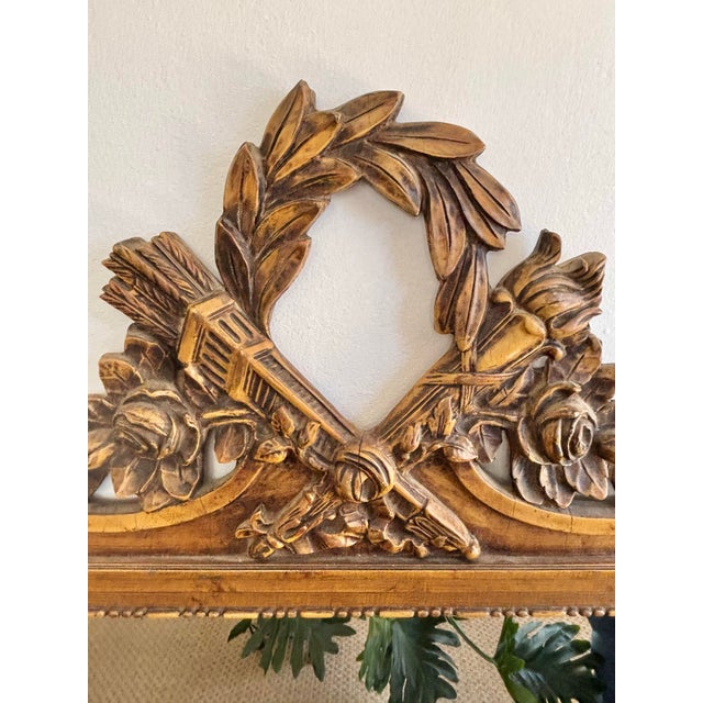 Early 20th Century French Louis XVI Carved Gilt Flame and Quiver Mirror For Sale - Image 4 of 12