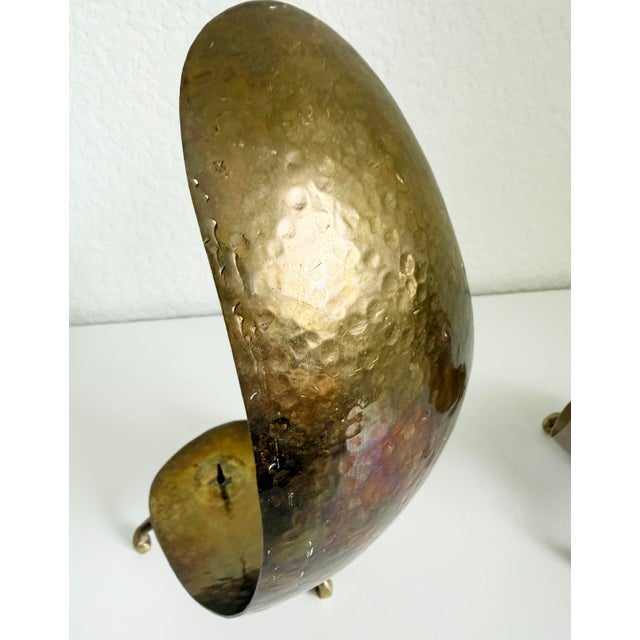 1950s 1950s Carl Auböck Style Brass Scoop Candle Holders - A Pair For Sale - Image 5 of 14