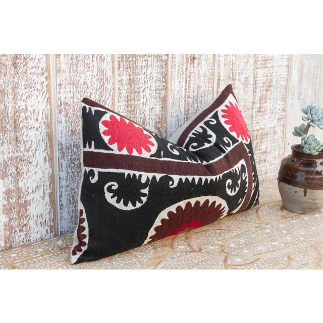 Persian Tahmina Gul Suzani Lumbar Pillow For Sale - Image 3 of 9