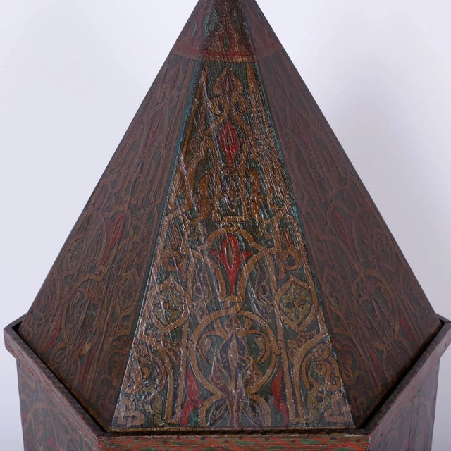 Antique Moroccan Painted Wood Box For Sale - Image 4 of 9