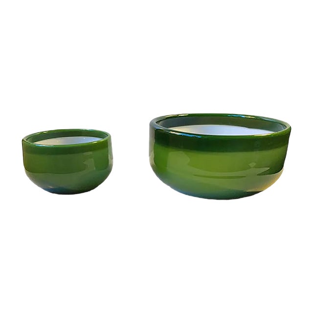 Green Palet Snack and Salad Bowls by Michael Bang for Holmegaard, 1970s, Set of 2 For Sale