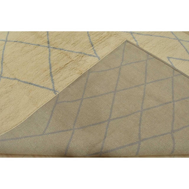 Moroccan Rug 9’1” X 11’9” Ivory Wool Contemporary Hand-Knotted Carpet For Sale - Image 14 of 15