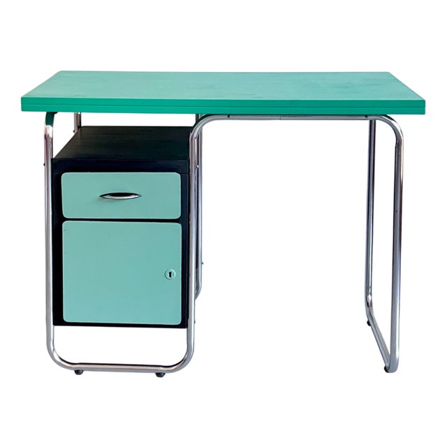 Tubular Writing Desk in Chrome with Metal and Wood, 1960s For Sale