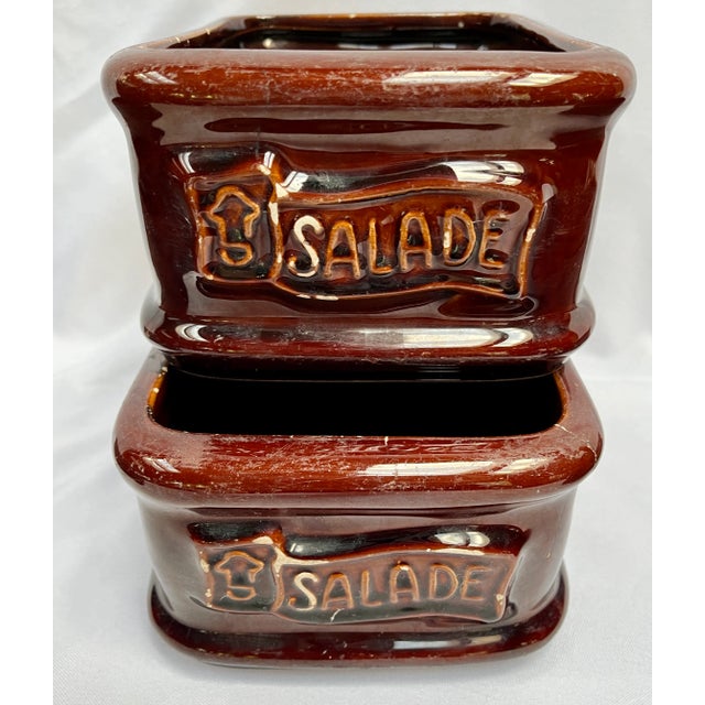 Mid 20th Century French Ceramic Salad Serving Set of 4 For Sale - Image 5 of 11