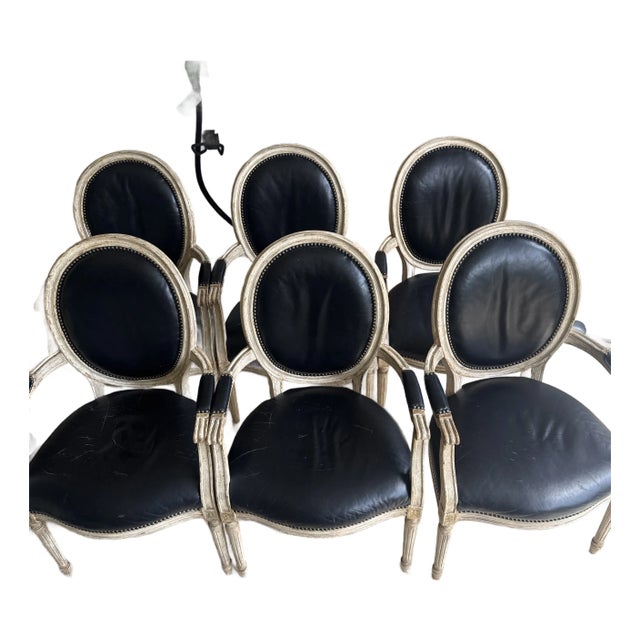1980s Set of 6 Louis XIV Style Chairs For Sale