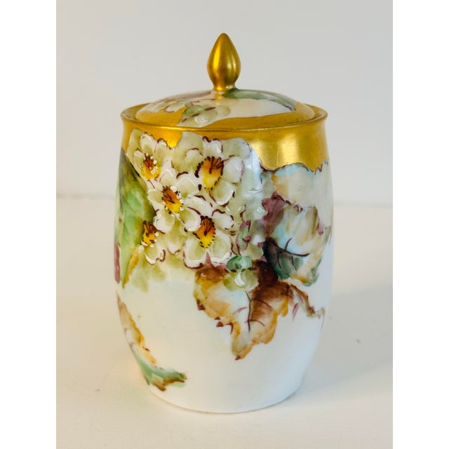 Vintage Limoges France Handpainted Condiment Jar with rasberries and flowers. Marked J&C Ovid. Wonderful condition, for a...