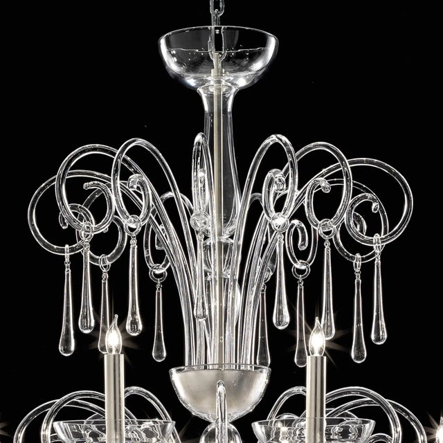 Mid-Century Modern Grand Venetian “Curls” Murano Glass Chandelier in Clear Glass For Sale - Image 3 of 6