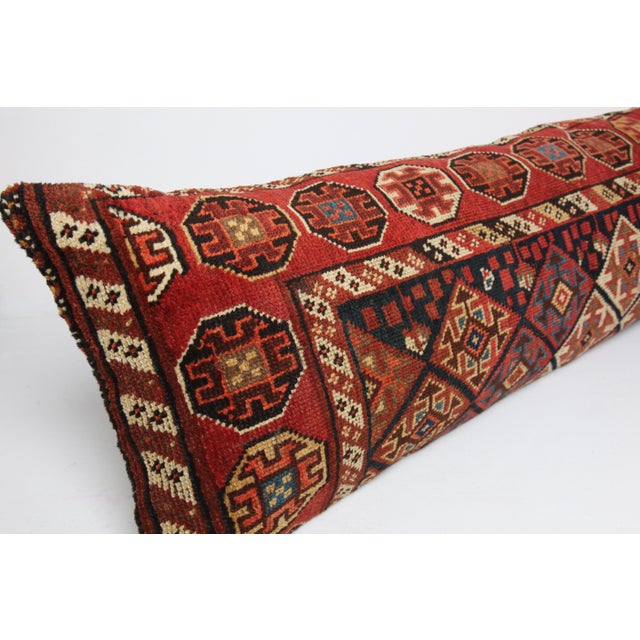 Early 20th Century Handwoven Persian Rug Pillow Cover – Antique Tribal Decorative Throw Cushion -16'' X 49'' For Sale - Image 5 of 12