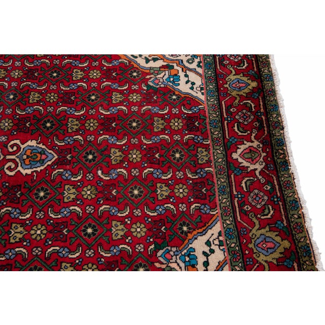 Textile Vintage Handmade Persian Red Medallion Wool Rug 4'1" X 6'7" For Sale - Image 7 of 11
