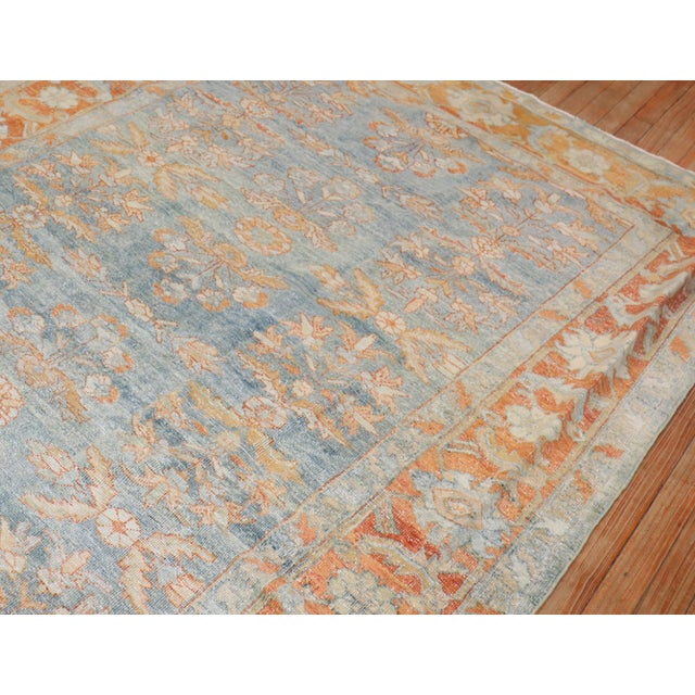Early 20th Century Light Blue Green Antique Persian Mahal Gallery Size Rug For Sale - Image 5 of 18