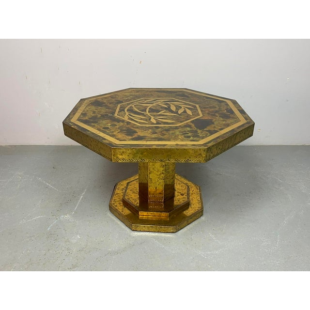 Mid-Century Octagonal Brass and Burl Veneer Coffee Table, 1970s For Sale - Image 18 of 18