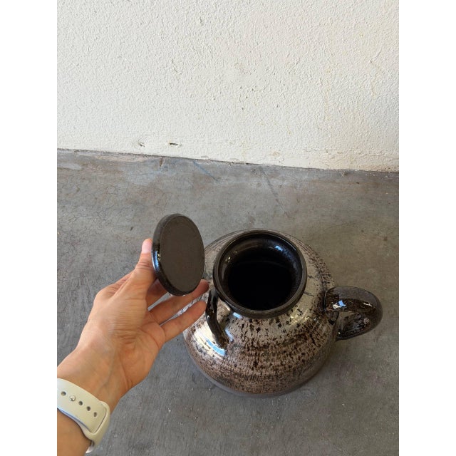 Ceramic Vintage Danish Studio Pottery Teapot – Brown Drip Glaze Stoneware, 1970s For Sale - Image 7 of 9