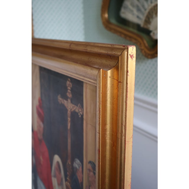 Wood Late 20th Century Frank Cannas Large Signed Original First Communion Procession Oil on Linen, Framed For Sale - Image 7 of 18