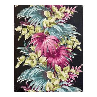 1940s Tropical Fronds and Foliate Barkcloth Fabric - 4.85 Yards For Sale