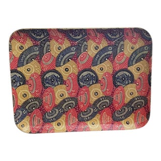 Vintage Japanese Lacquered Tray | Umbrella Motif For Sale