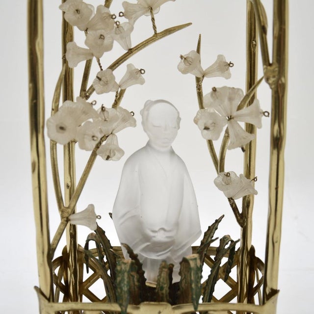 French Brass and Opaline Glass Table Lamps attributed to Maison Baguès, 1970s, Set of 2 For Sale - Image 10 of 12