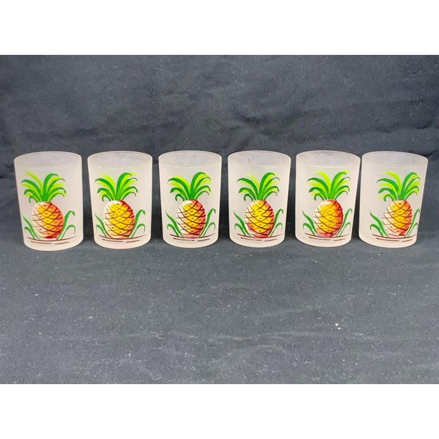 Vintage Frosted Hand Painted Pineapple Votive Candle HoldersSet of 6