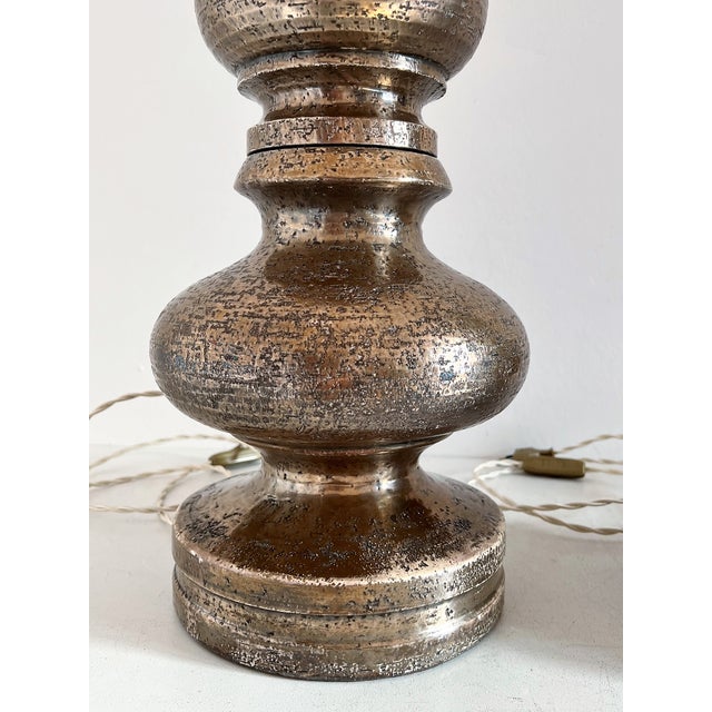 Gray Large Mid-Century Italian Pottery Table Lamps by Aldo Londi for Bitossi, 1960s, Set of 2 For Sale - Image 8 of 17