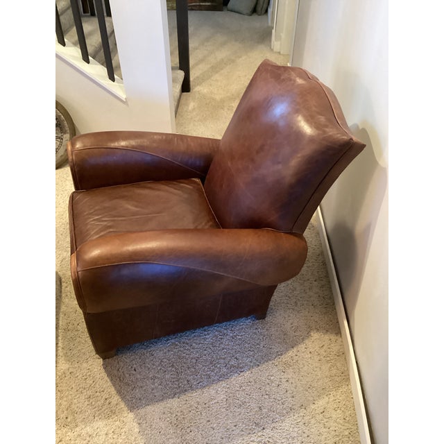 Rustic Mitchell Gold Leather Club Chair and Ottoman For Sale - Image 3 of 12