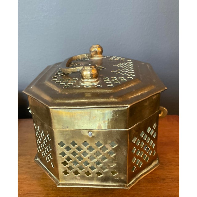 Mid-Century Modern Antique Brass Large Cricket Box For Sale - Image 3 of 18