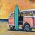 Textile Sunset Vw Van - Original California Beach Acrylic Painting on Canvas by Kathleen Keifer For Sale - Image 7 of 9
