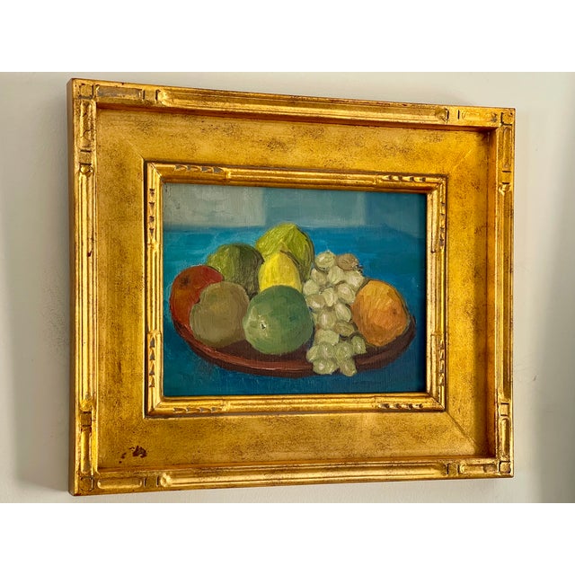 Paint Mid-Century Danish Oil on Board Still Life of Colorful Fruit, 1950’s For Sale - Image 7 of 11