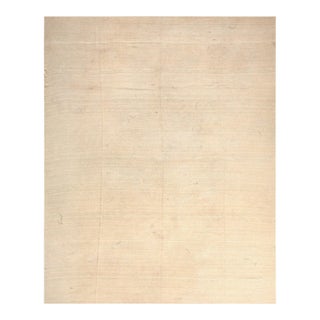 1940s Ivory Cream Solid Tribal Antique Kilim n.w Persian Rug 8'8" X 10'10 Flat Woven Wool Carpet For Sale