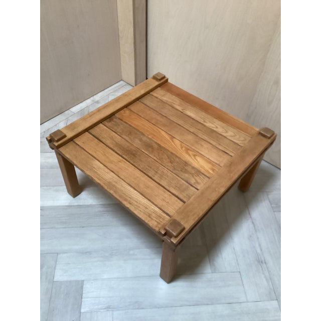 Wood Small Oak Coffee Table in the style of Pierre Chapo, 1970s For Sale - Image 7 of 8