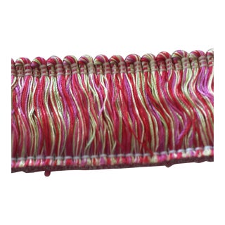 Scalamandre Gold and Raspberry (Bottom Basted) Fringe Trim- 6.8 Yards For Sale