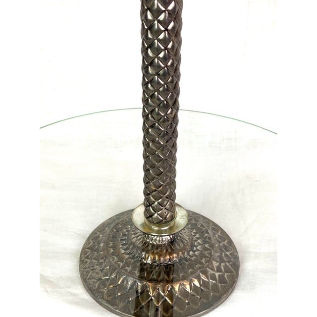 Metal Silver Bronze Palm Tree Glass Server For Sale - Image 7 of 13