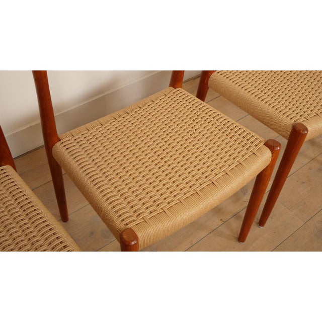 Papercord & Teak Model 77 Dining Chairs by Niels Otto Møller for J.L. Møllers, 1960s, Set of 4 For Sale - Image 14 of 16