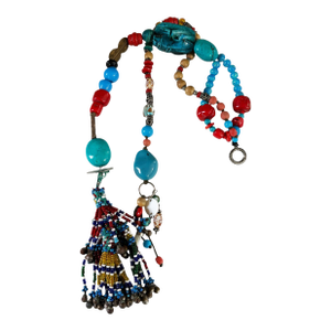 Vintage Tribal Afghan/African Beaded Wall Hanging 18.5"h