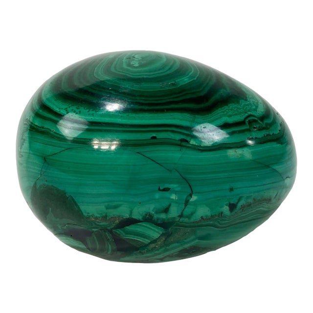 Vintage Genuine Malachite Egg Paper Weight For Sale