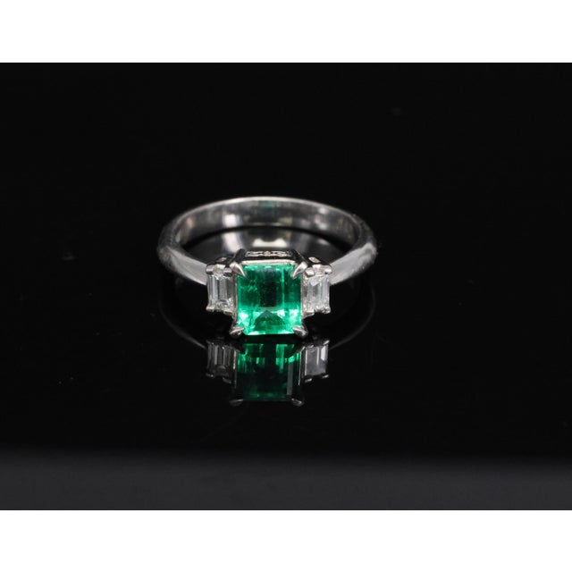 Late 20th Century 0.96ct Gia Colombian Untreated No Oil Emerald & Diamond Platinum Ring Size 5.75 For Sale - Image 9 of 18