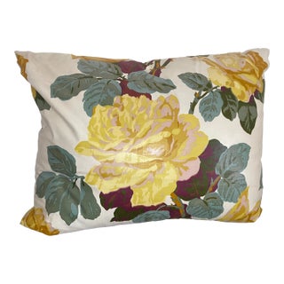 Yellow Rose Chintz Pillow For Sale