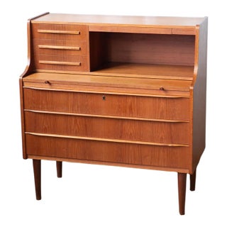 1960s Danish Teak Petite Secretary Desk For Sale