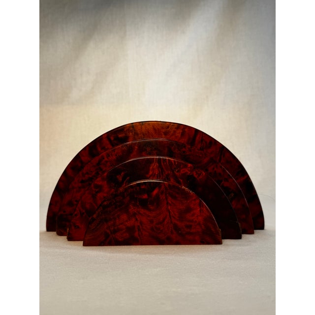 Vintage Art Deco Burl Wood Arched Letter Holder Desk Accessory For Sale - Image 10 of 12